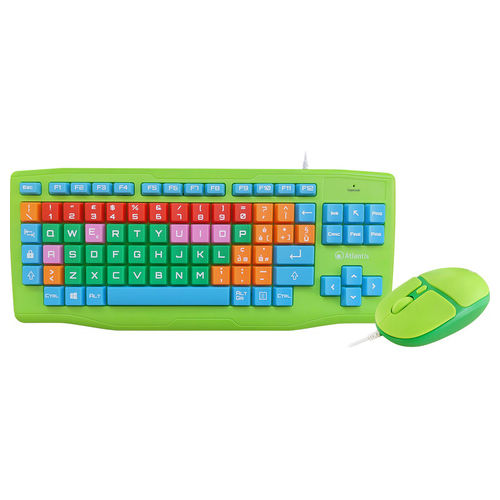 Land Tastiera e Mouse USB QWERTY Italiano Verde Per Bambini e Ipovedenti