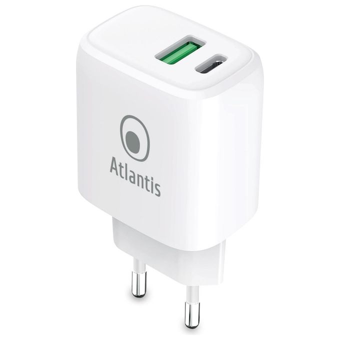 Atlantis P008-PD20GN-2U Alimentatore Universale per Smartphone e Tablet 20W Output 1xusb 1xusb-c Pd Tecnologia Gan