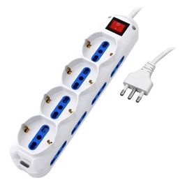 P011-sl2514-w Multipresa 12 Posti 4 Schuko 8 Ita/eu Interruttore Spina 16a Bianca