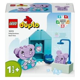 LEGO DUPLO 10413 Attività Quotidiane: il Bagnetto, Giochi per Bambini da 1.5 Anni, Playset Didattico con 2 Elefanti Giocattolo