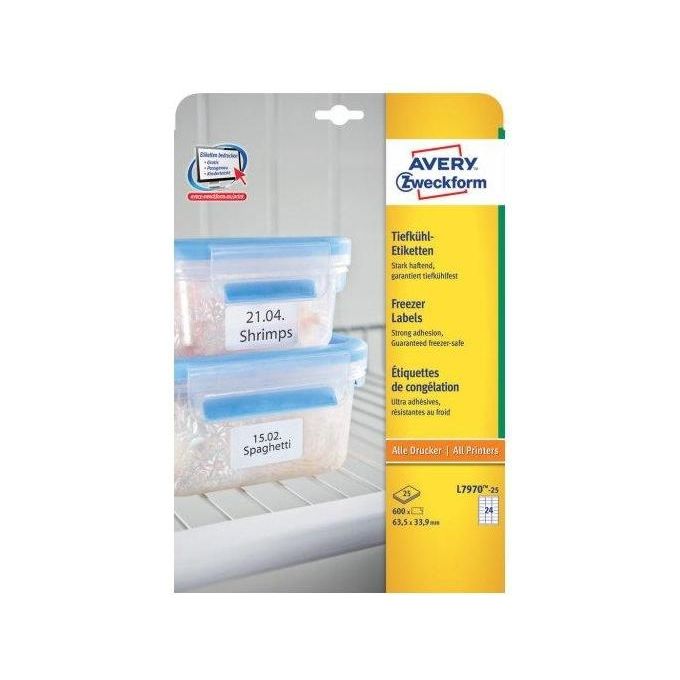 Avery 25 Etichette per Freezer 63,5x33,9mm