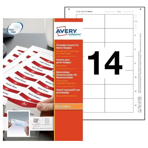 Avery Confezione 140 Inserti Stampabili 37x75mm