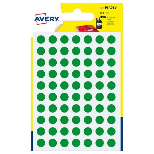 Avery Confezione 490 Etichette Rotonde Verdi 8cm