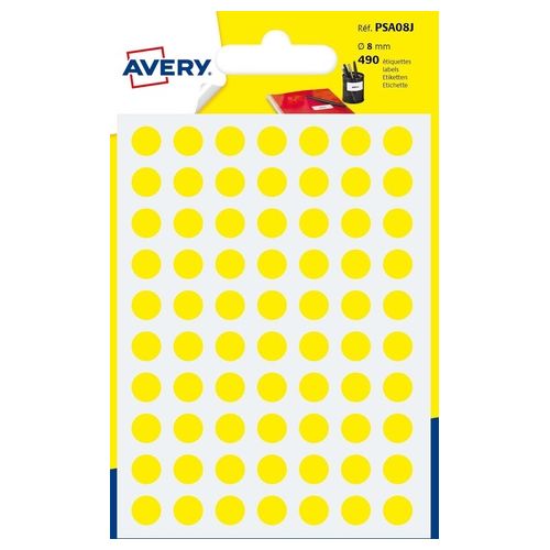 Avery Confezione 490 Etichette Rotonde Gialle 8mm