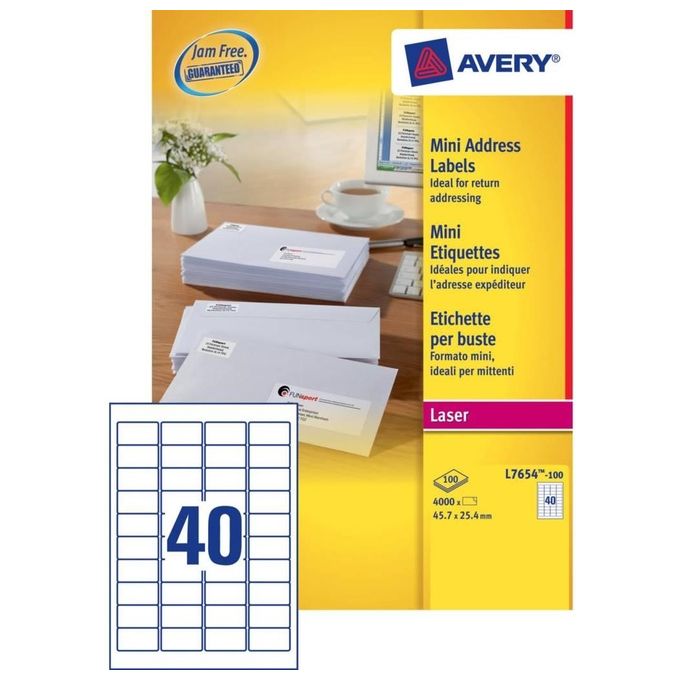 Avery Mini Etichette 5,7x25,4mm 100 Fogli