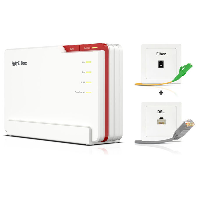 Fritz! 20003058 BOX 5690 PRO Router Wireless Wi-Fi 7 Tri-band 2.5 Gigabit Ethernet SFP Fibra Ottica WPA3 colore Bianco