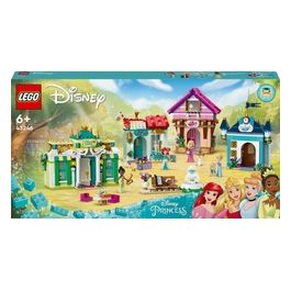 LEGO Disney Princess 43246 l'Avventura al Mercato Principesse Disney, Giochi Bambini 6+, Città da Costruire e 4 Mini Bamboline