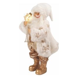  Babbo Natale oro 12 led in stoffa h.62 cm