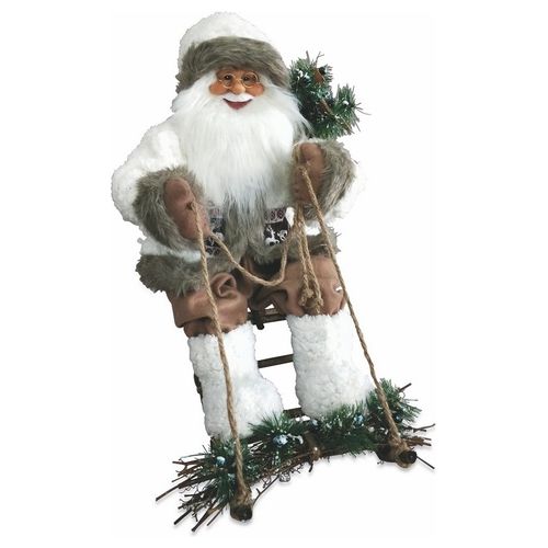 Babbo Natale Con Slitta Bianco Con Orso