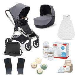 CITY SIGHTS - DARK SLATE  - kit Passeggino, Navicella, Adattatori per seggiolino auto, Sacco nanna e dotazione prima infanzia NUK for Nature