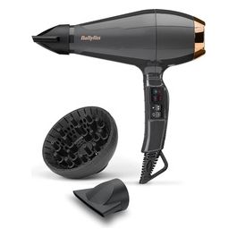 BaByliss 6719DE Asciugacapelli Professionale Funzione Ionica 2200W con Diffusore e 2 Concentratori Grigio