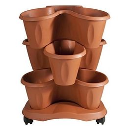 Vaso Trifoglio Con Sottovaso In Terracotta 