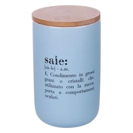 Barattolo sale/salt 750 ml in new bone China, coperchio in bamboo, Victionary