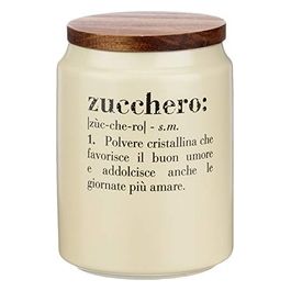 Barattolo zucchero 800 ml in gres, coperchio in bamboo, Victionary