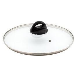 Barazzoni Coperchio in Vetro Pomolo Nero Bordo Inox 20cm