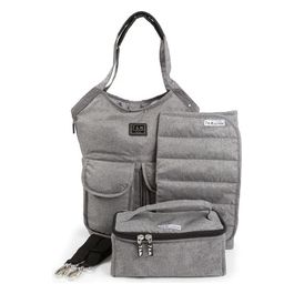 Barcelona Diaper Bag Heather Grey e Rosso per Neonati Ampio Spazio e Design Funzionale