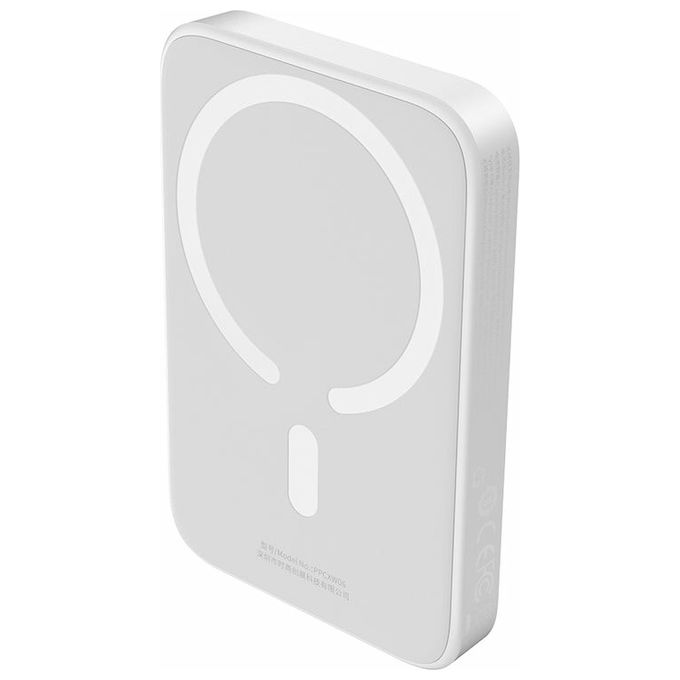 Baseus Powerbank 6000 mAh Ricarica Wireless Magnetica Mini Bianco