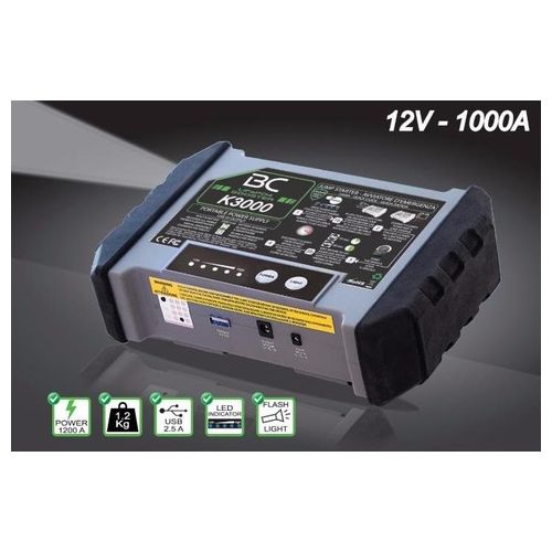 Battery controller Avviatore Auto e Moto BOOSTER K 3000 12V - 1000A - batteria portatile di emergenza
