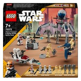 Star Wars 75372 Battle Pack Clone Trooper e Battle Droid con Veicolo Giocattolo Speeder Bike, Idea Regalo Bambini 7+ Anni