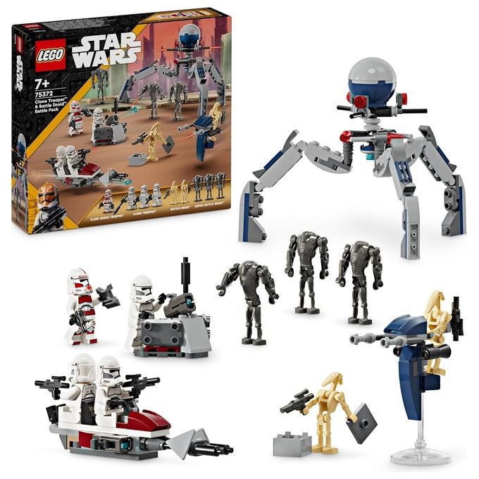 LEGO Star Wars 75372 Battle Pack Clone Trooper e Battle Droid con Veicolo Giocattolo Speeder Bike, Idea Regalo Bambini 7+ Anni