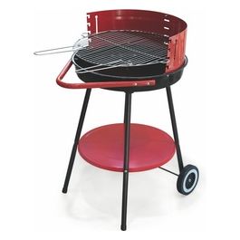 Galileo Bbq Barbecue Grill Rosso Tondo Con Ruote 50X85