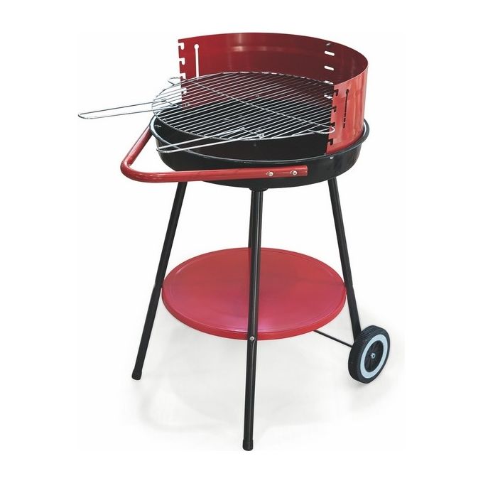 Image of Galileo Bbq Barbecue Grill Rosso Tondo Con Ruote 50X85