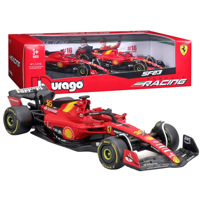 Bburago, Gift Pack Ferrari SF-23, 2 Modellini Auto, Scala 1:43, Leclerc Standard e Livrea Monza