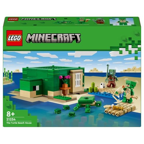 LEGO Minecraft 21254 Beach House della Tartaruga, Casa Giocattolo da Costruire per Bambini di 8+ Anni con Personaggi e Animali