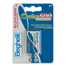 Beghelli, Batteria Ricaricabile 9V Ni-MH, 150 mAh, Senza Effetto Memoria