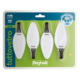 Beghelli Lampadina Led Oliva 5W E27 6500k Confezione 3 Pezzi Luce Fredda