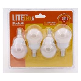 Beghelli Lampadina Led Sfera 7W 3000k 4 Pezzi Lite Led Luce Calda