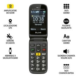Beghelli Salvalavita Phone SLV30 GPS Altavoce Senior Phone a conchiglia con amplificatore dei suoni localizzazione sensore di caduta e chiamata di soccorso