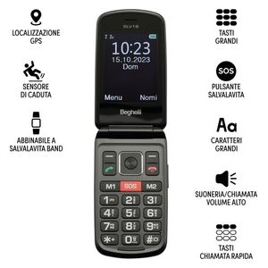 Beghelli Salvalavita Phone SLV19 Senior Phone a Conchiglia con tasto di chiamata rapida di soccorso