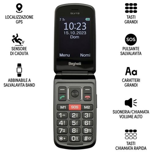 Beghelli Salvalavita Phone SLV19 Senior Phone a Conchiglia con tasto di chiamata rapida di soccorso