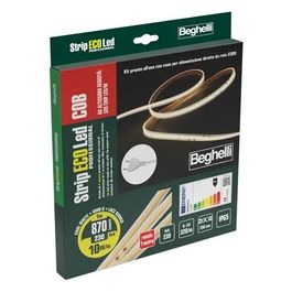 Strip Led 1mt 230v 10w/mt 4000k 1mt 10w/mt Completa di Spina 10a con Taglio ogni 25cm