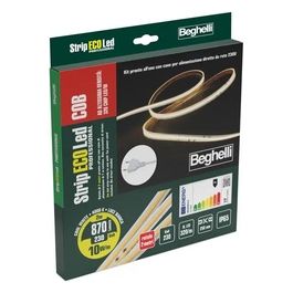 Strip Led 2mt 230v 10w/mt 4000k 2mt 10w/mt Completa di Spina 10a con Taglio ogni 25cm