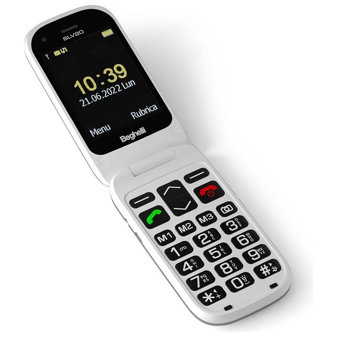 Beghelli Salvalavita Phone SLV20 Senior Phone a conchiglia con tasto di chiamata rapida di soccorso.