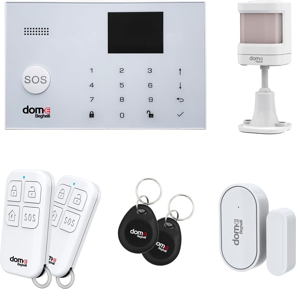 Beghelli Wifi/gsm Alarm Kit Centrale Sensore Infrared Sensore Porte/Finestre 2 Telecomandi