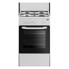 CSG42009DW Cucina a Gas 4 Fuochi Forno a Gas con Grill Larghezza x Profondità 50x50 cm con Coperchio colore Bianco