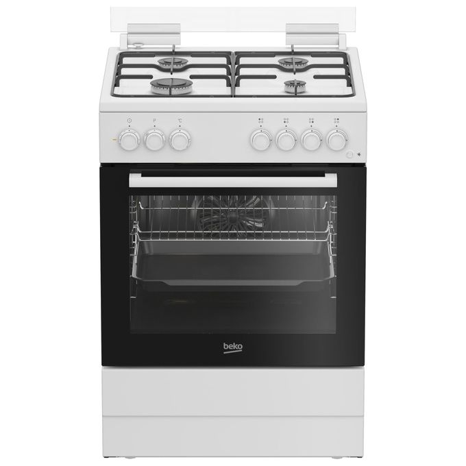 Image of Beko FBE62011WC Cucina a Gas 4 Fuochi Forno Elettrico Ventilato con Grill Larghezza x Profondita' 60x60 cm con Coperchio colore Bianco