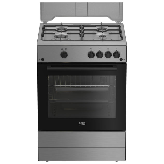 Image of Beko FBG62010DX Cucina a Gas 60x60 cm 4 Fuochi Forno 64 L Acciaio Inox