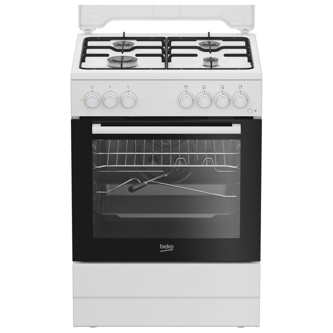 Image of Beko FBST62110DW Cucina Gas ed Elettrica 60x60cm Bianca 4 Fornelli Forno 73L