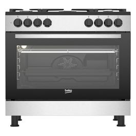 Beko GM15122DXB Cucina a Gas 5 Fuochi con Forno Elettrico Nero/Acciaio Inossidabile Classe Energetica A