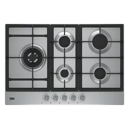 Beko HIAL75225SX Piano Cottura a Gas 5 Zone 1 Bruciatore Wok Griglia in Ghisa 75 cm Acciaio Inox