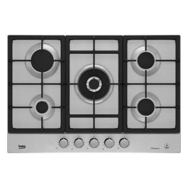 HIAW75226SXE Piano cottura a Gas 5 Fuochi (1 Wok) 75 cm colore Acciaio
