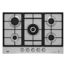 HIAW75226SXE Piano cottura a Gas 5 Fuochi (1 Wok) 75 cm colore Acciaio