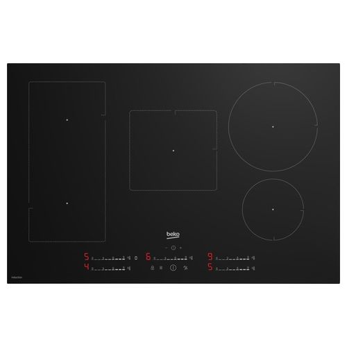 HII85720UFT Piano Cottura Nero da Incasso 80cm a Induzione 5 Zone