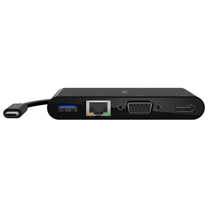 Belkin Adattatore Multimediale Usb-C Hub Usb-C con Porte VGA HDMI 4K USB 3.0 ed Ethernet Nero