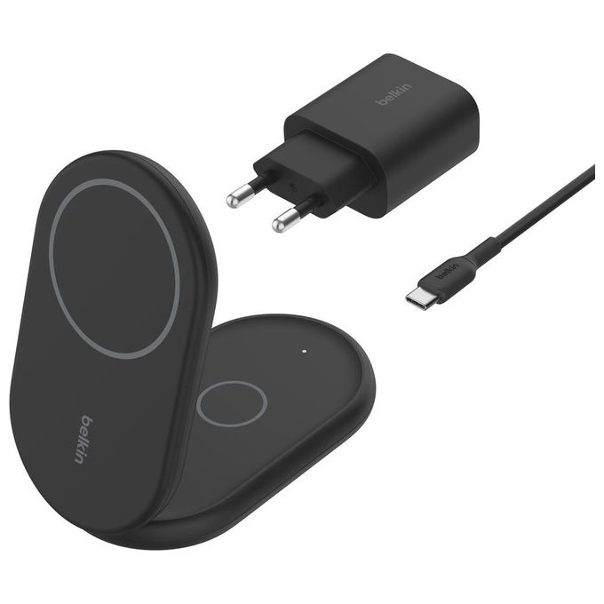 Belkin BOOST Caricabatteria Magnetico 15W 2in1  Alimentatore USB-C Nero