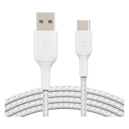 Belkin Boost Charge Cavo Intrecciato da Usb-C a Usb-A 3mt Rivestito Bianco